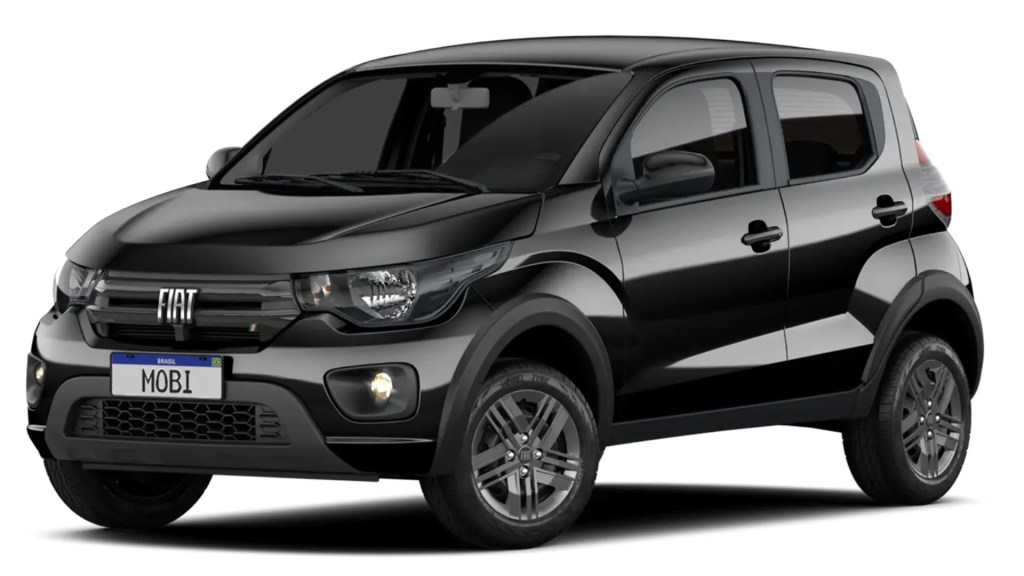 Fiat Mobi preto em destaque, modelo compacto conhecido entre os carros usados mais baratos, opção econômica e prática para quem busca um veículo acessível para o dia a dia.