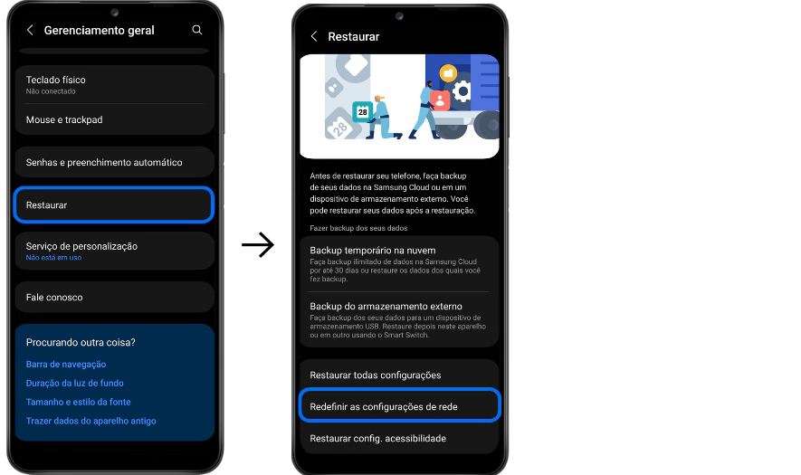 como restaurar celular Samsung