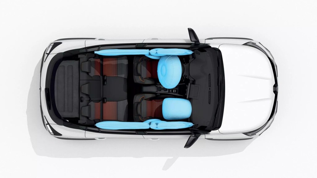 Representação gráfica dos airbags, ficha técnica do Renault Kardian