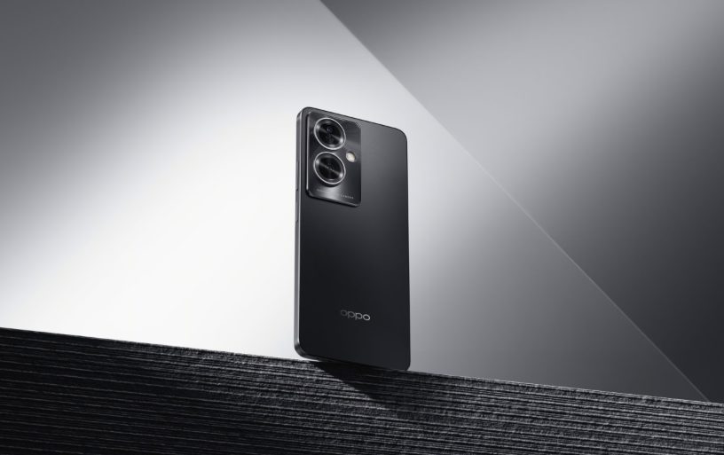 Celular oppo a79 preto em fundo preto e cinza